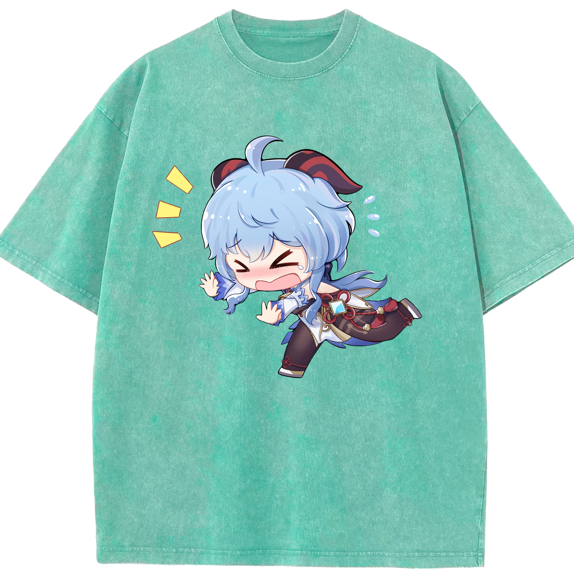 げんし神 甘雨 かんう genshin Ganyu 綿100% ヴィンテージ風 半袖Tシャツ（フロントプリント）